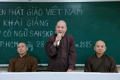 Khai giảng Lớp Cổ ngữ Sanskrit ngoại khóa đầu tiên tại Học viện Phật giáo Việt Nam TP.HCM