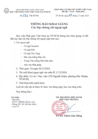 Thông báo Khai giảng Các lớp chứng chỉ ngoại ngữ